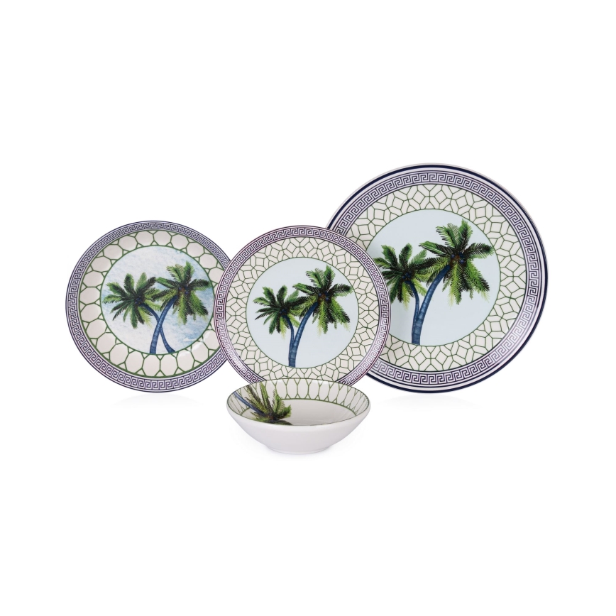 24-piece multicolored ceramic dinner set