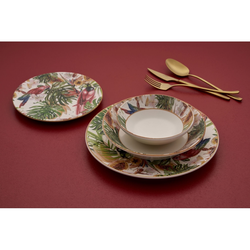 24-piece multicolored ceramic dinnerware set