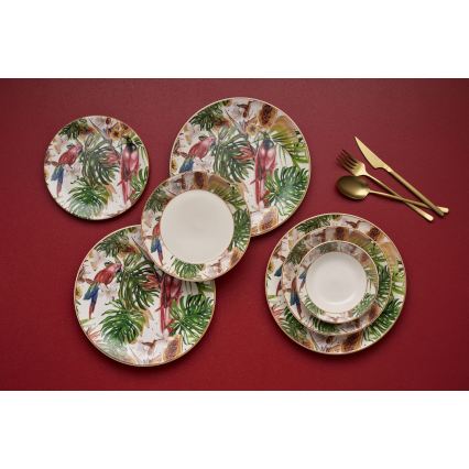 24-piece multicolored ceramic dinnerware set