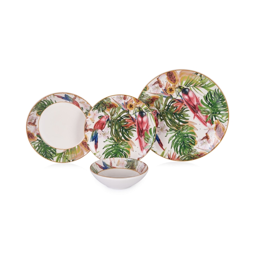24-piece multicolored ceramic dinnerware set