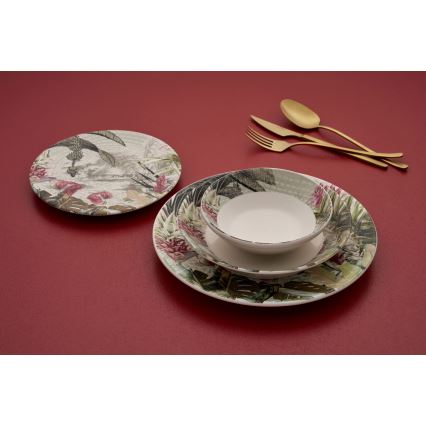 24-piece multicolored ceramic dinnerware set