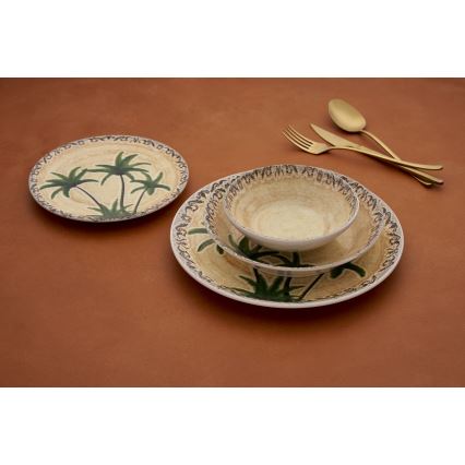 24-piece multicolored ceramic dinnerware set