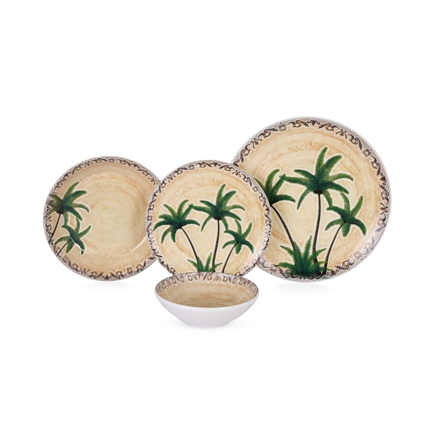 24-piece multicolored ceramic dinnerware set