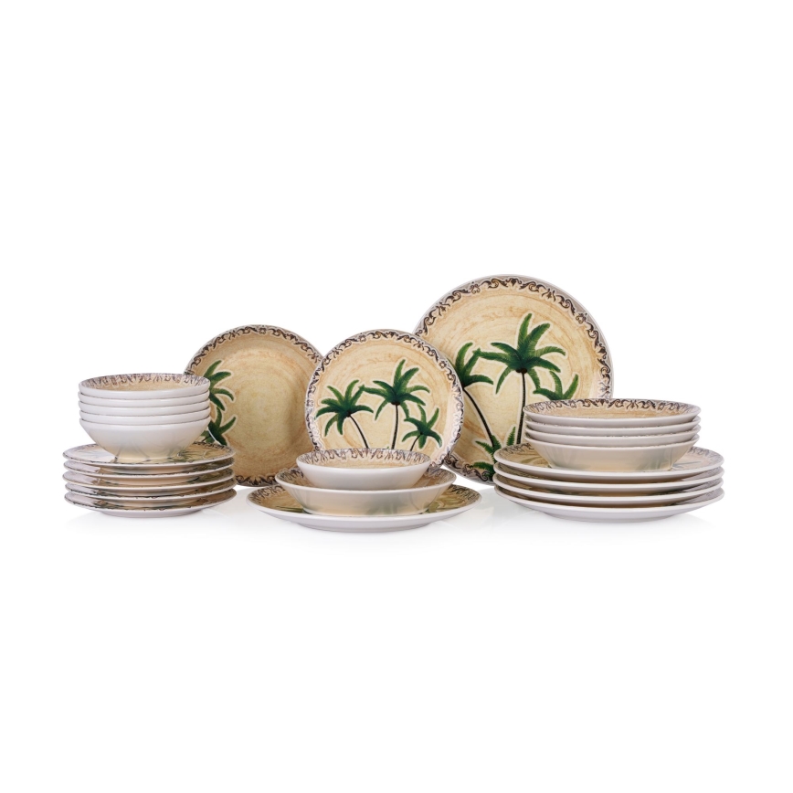 24-piece multicolored ceramic dinnerware set