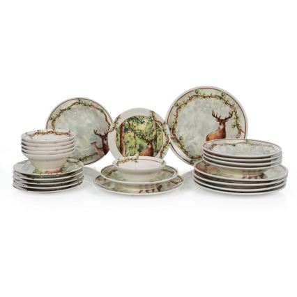24-piece Multicolored Ceramic Dinnerware Set