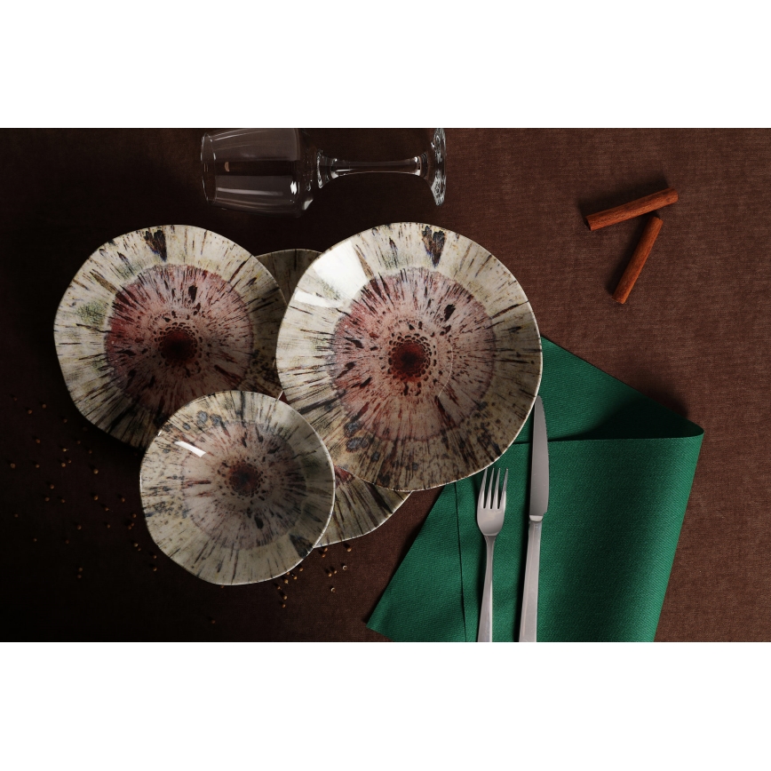 24-piece multicolored porcelain dinner set