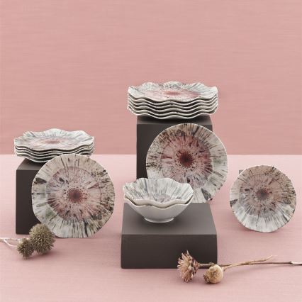 24-piece multicolored porcelain dinner set