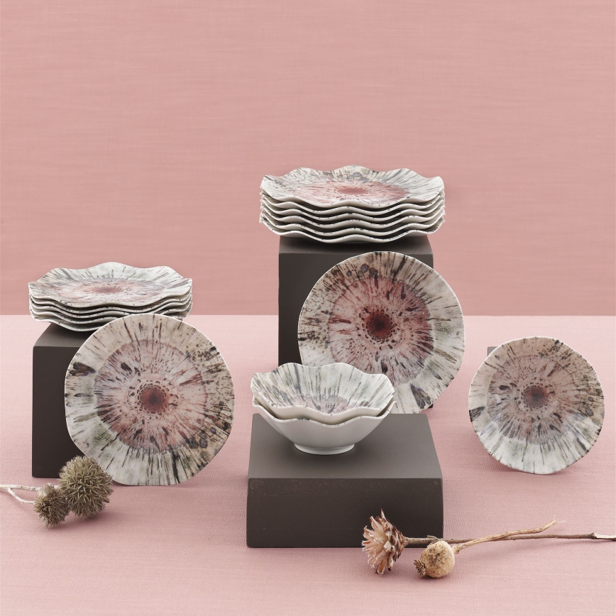 24-piece multicolored porcelain dinner set