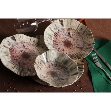 24-piece multicolored porcelain dinner set