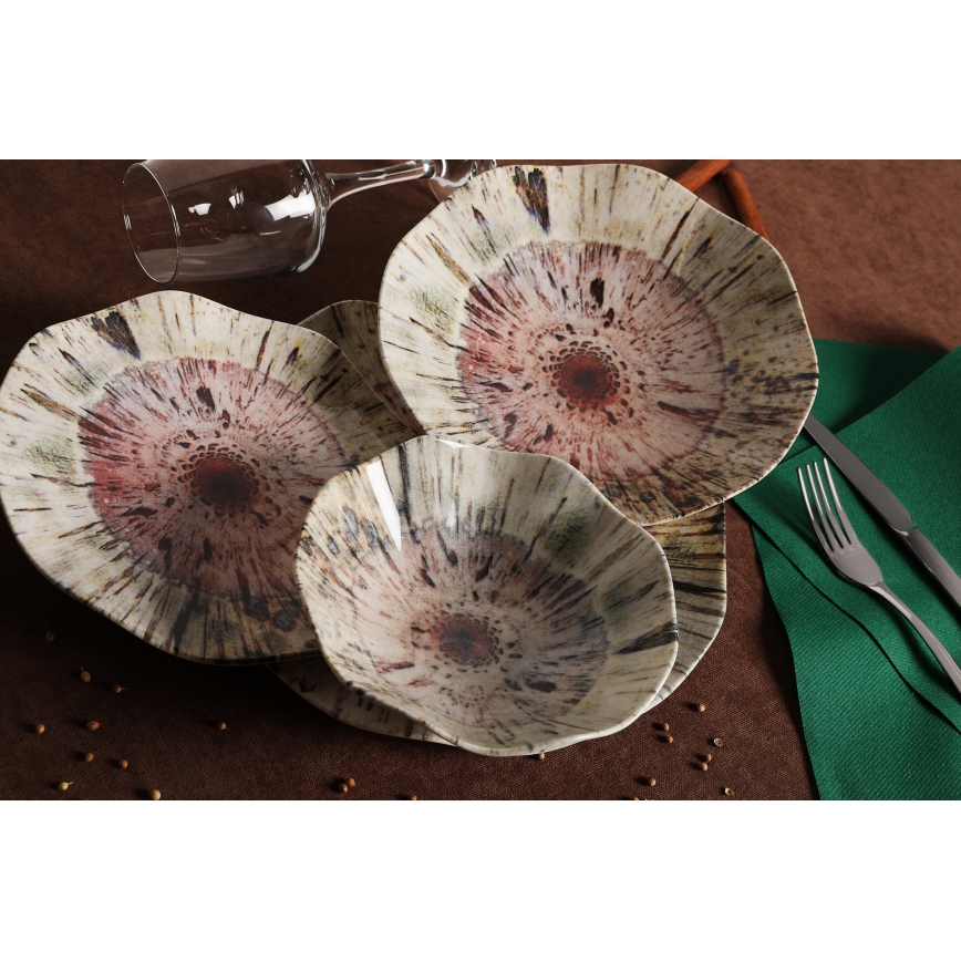 24-piece multicolored porcelain dinner set