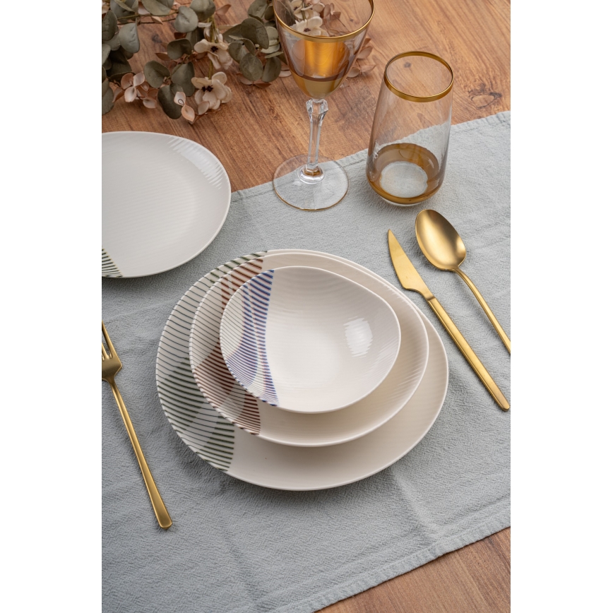 24-piece multicolored/porcelain dinner set