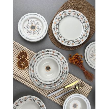 24-Piece Multicolored Porcelain Dinner Set