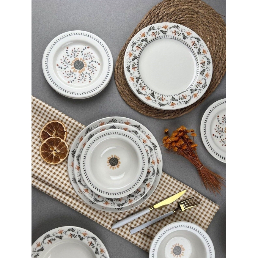 24-Piece Multicolored Porcelain Dinner Set