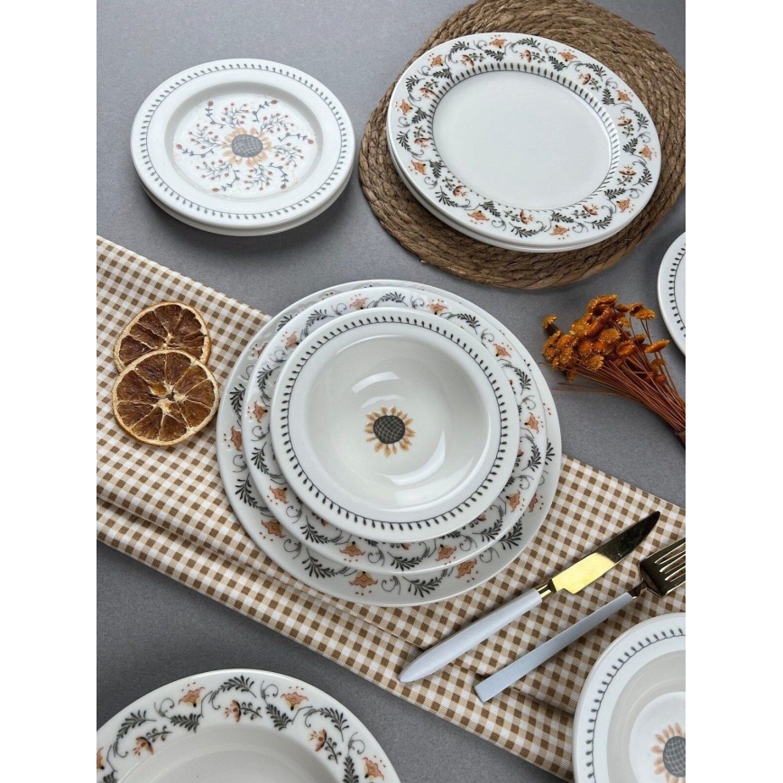 24-Piece Multicolored Porcelain Dinner Set