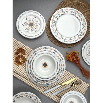 24-Piece Multicolored Porcelain Dinner Set
