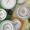 24-piece multicolored porcelain dinnerware set