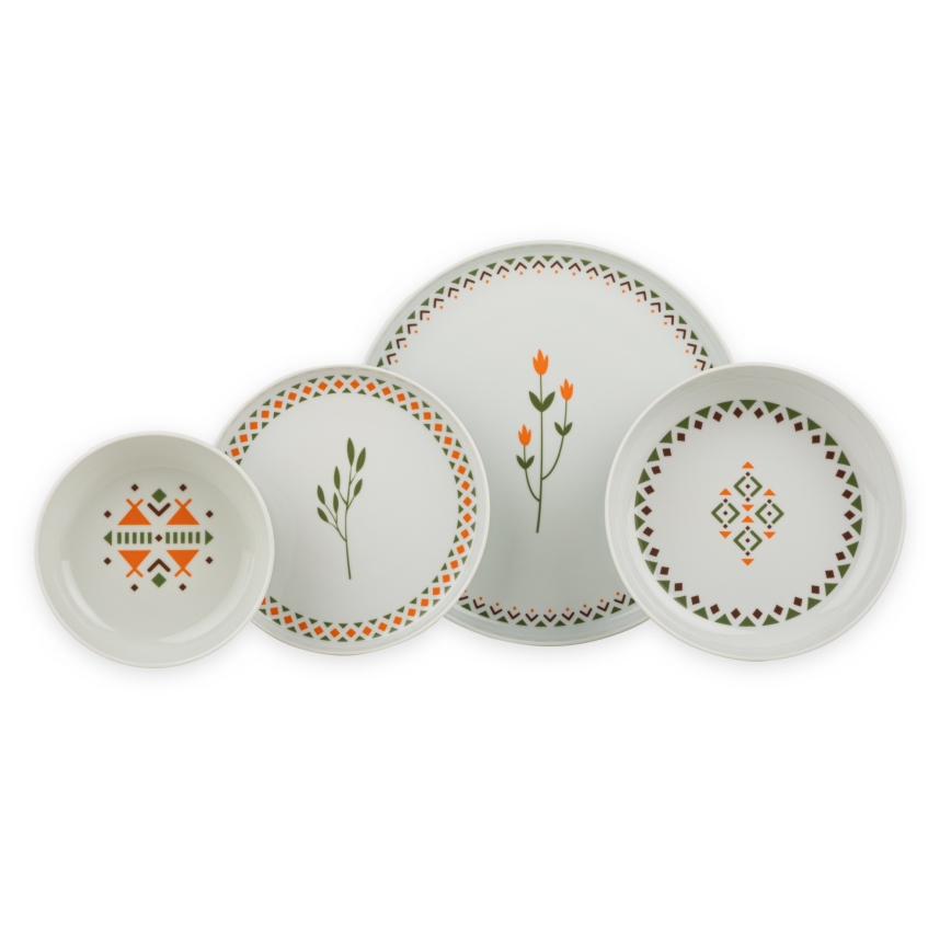 24-piece multicolored porcelain dinnerware set