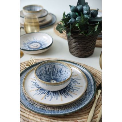 24-piece multicolored stoneware dinner set