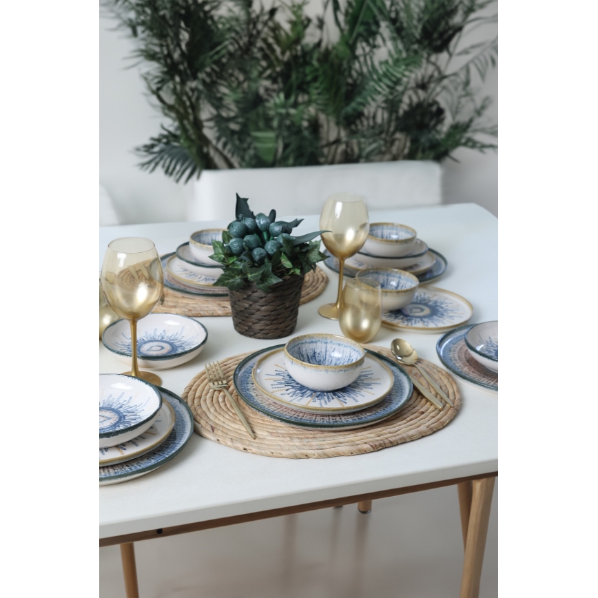 24-piece multicolored stoneware dinner set