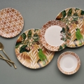 24-piece orange and green ceramic dinnerware set