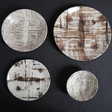 24-piece porcelain dining set, brown/white