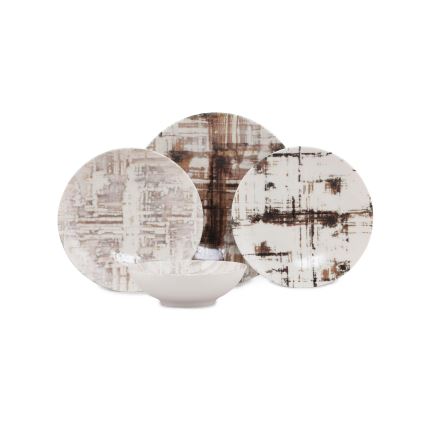 24-piece porcelain dining set, brown/white