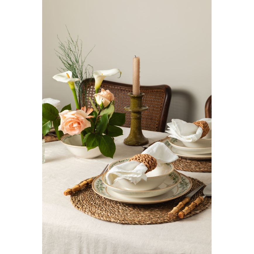 24-piece porcelain dining set cream/beige/green