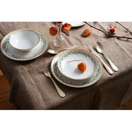 24-piece porcelain dining set cream/beige/green
