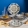 24-piece porcelain dining set in white, blue and yellow