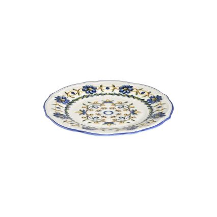 24-piece porcelain dining set in white, blue and yellow