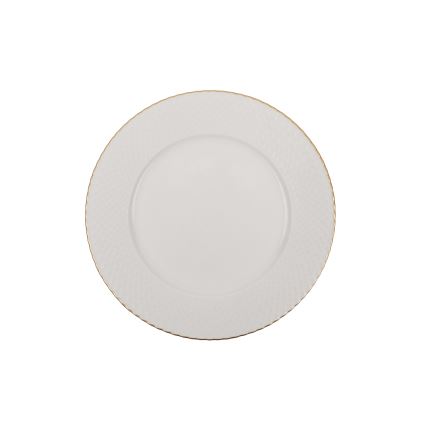 24-piece porcelain dining set in white with gold trim