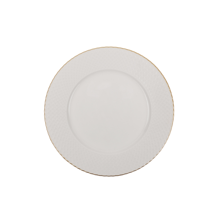24-piece porcelain dining set in white with gold trim