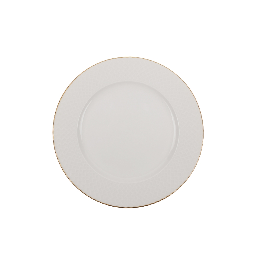 24-piece porcelain dining set in white with gold trim