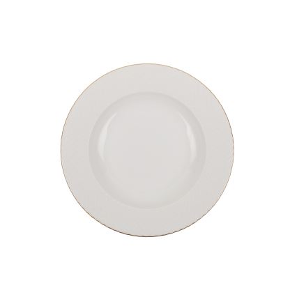 24-piece porcelain dining set in white with gold trim