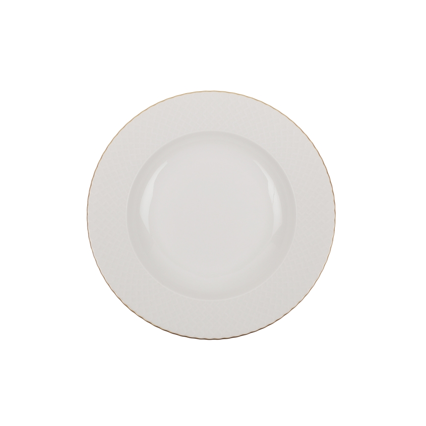 24-piece porcelain dining set in white with gold trim