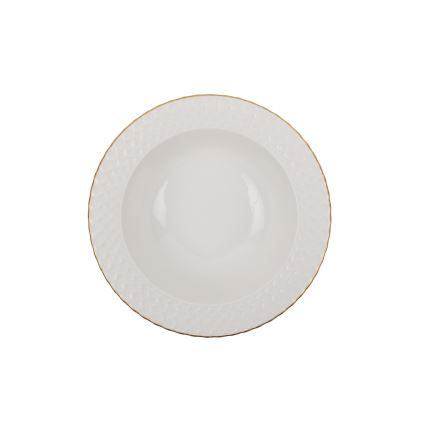 24-piece porcelain dining set in white with gold trim