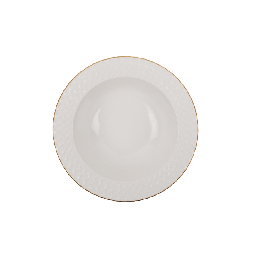 24-piece porcelain dining set in white with gold trim