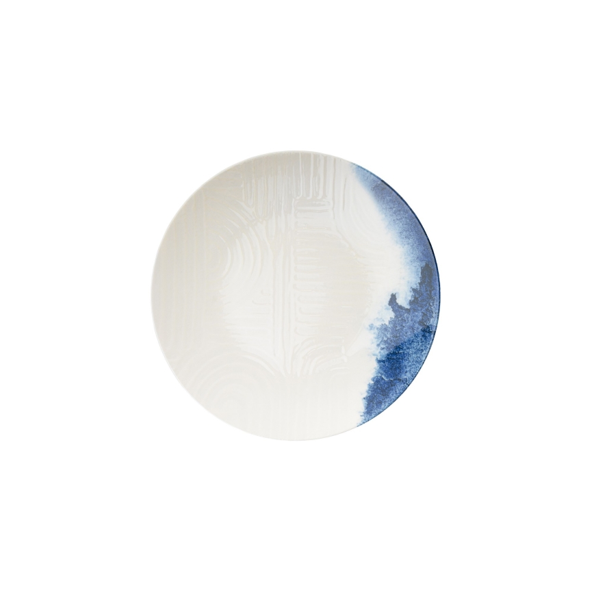 24-piece porcelain dinner set, cream/blue