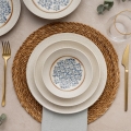 24-piece porcelain dinner set in blue and beige