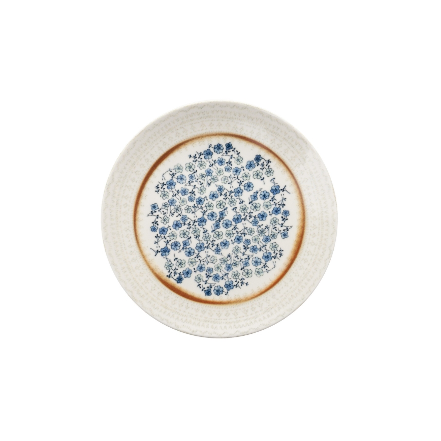 24-piece porcelain dinner set in blue and beige