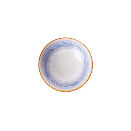 24-piece porcelain dinner set in blue and orange