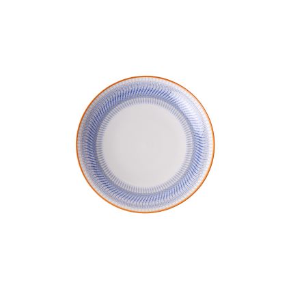 24-piece porcelain dinner set in blue and orange