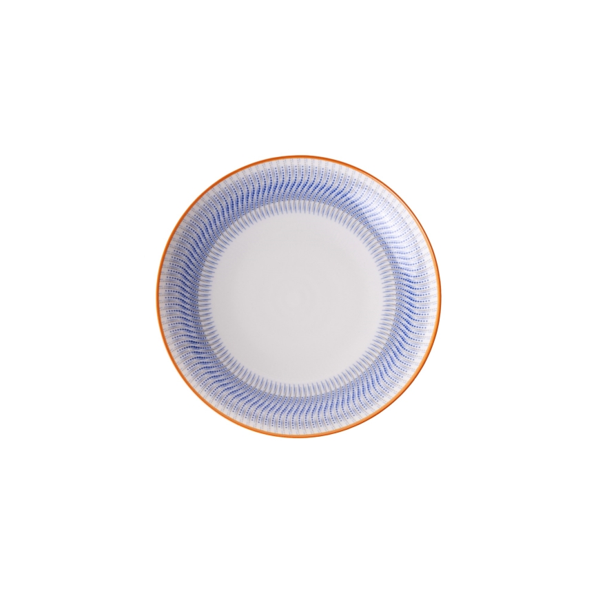 24-piece porcelain dinner set in blue and orange