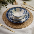 24-piece porcelain dinner set in blue and white