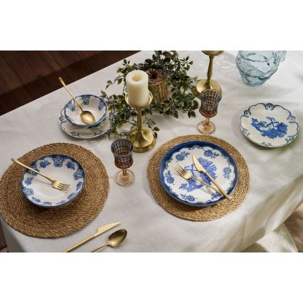 24-piece porcelain dinner set in blue and white