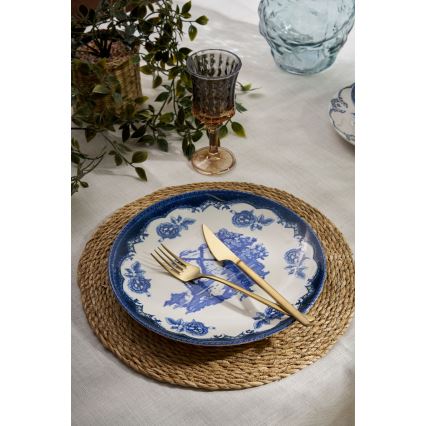 24-piece porcelain dinner set in blue and white