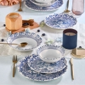 24-piece porcelain dinner set in white and blue
