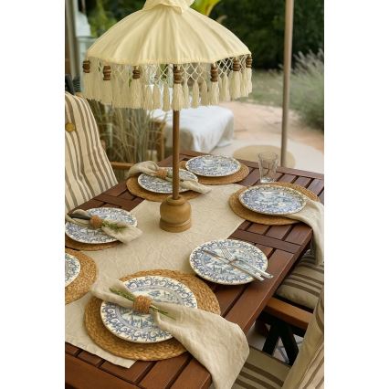 24-piece porcelain dinner set in white and blue