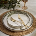 24-piece porcelain dinner set in white and brown