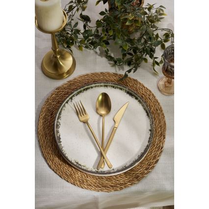 24-piece porcelain dinner set in white and brown